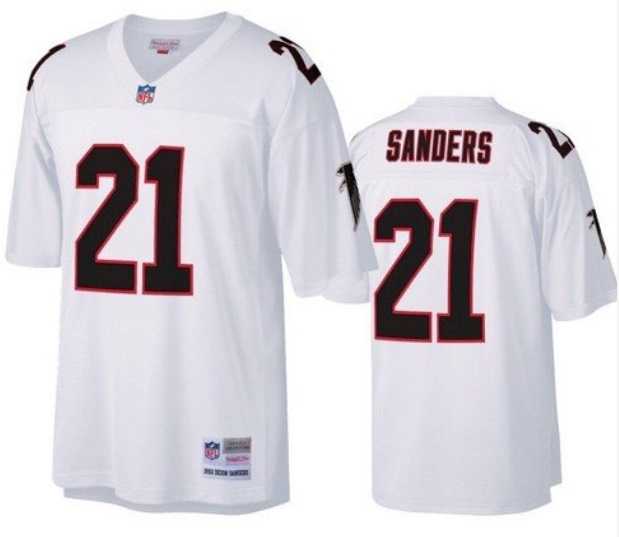 Men%27s Atlanta Falcons #21 Deion Sanders White Throwback Jersey Dzhi->toronto maple leafs->NHL Jersey